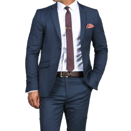 Gorgeous Slim Dark Blue Wedding Suits For Men Custom Made Men Blue Suit 2019 Fashion Style Business Suits TAILORED Blue Tuxedo