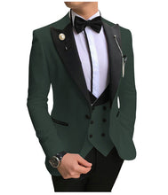 Load image into Gallery viewer, Men Suits 3 Pieces Slim Fit Business Suits Groom Champagne Noble Grey White Tuxedos for Formal Wedding suit (Blazer+Pants+Vest)