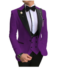 Load image into Gallery viewer, Men Suits 3 Pieces Slim Fit Business Suits Groom Champagne Noble Grey White Tuxedos for Formal Wedding suit (Blazer+Pants+Vest)