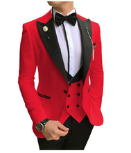 Load image into Gallery viewer, Men Suits 3 Pieces Slim Fit Business Suits Groom Champagne Noble Grey White Tuxedos for Formal Wedding suit (Blazer+Pants+Vest)