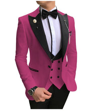 Load image into Gallery viewer, Men Suits 3 Pieces Slim Fit Business Suits Groom Champagne Noble Grey White Tuxedos for Formal Wedding suit (Blazer+Pants+Vest)