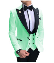 Load image into Gallery viewer, Men Suits 3 Pieces Slim Fit Business Suits Groom Champagne Noble Grey White Tuxedos for Formal Wedding suit (Blazer+Pants+Vest)