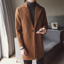 Load image into Gallery viewer, Winter Long Wool Coat Man Brown Warm Man Coat Korean Slim Fit Long Jacket Men Trend Brown Black Coat Men Casaco Masculino