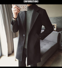 Load image into Gallery viewer, Winter Long Wool Coat Man Brown Warm Man Coat Korean Slim Fit Long Jacket Men Trend Brown Black Coat Men Casaco Masculino