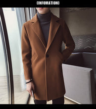 Load image into Gallery viewer, Winter Long Wool Coat Man Brown Warm Man Coat Korean Slim Fit Long Jacket Men Trend Brown Black Coat Men Casaco Masculino