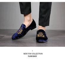 Load image into Gallery viewer, 2019 Wedding Dress Shoes Casual Men Loafers New Big Size Lazy Peas shoes Embroidery Moccasins Shoes Suede Leather shoes