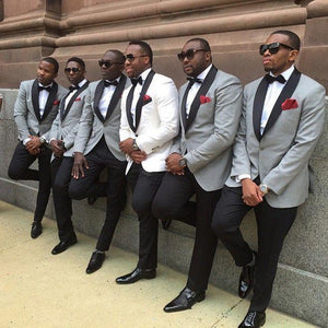 Mens Suits (Jacket+Pants) Classic Style Wedding Suit Slim Fit Groom Tuxedos Black Groomsman Suit Best Man Bridegroom 2 Pieces