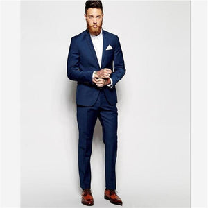 Mens Suits (Jacket+Pants) Classic Style Wedding Suit Slim Fit Groom Tuxedos Black Groomsman Suit Best Man Bridegroom 2 Pieces