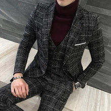 Load image into Gallery viewer, 2 Piece Suits Men British Latest Coat Pant Designs Royal Blue Mens Suit Autumn Winter Thick Slim Fit Plaid Wedding Dress Tuxedos