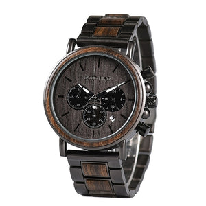 BOBO BIRD Business Men Watch Metal Wood Wristwatch Chronograph Date Display with Gift Box relogio masculino U-Q26