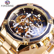 Load image into Gallery viewer, Forsining 2017 New Collection Transparent Case Golden Stainless Steel Skeleton Luxury Design Men Watch Top Brand Automatic Watch