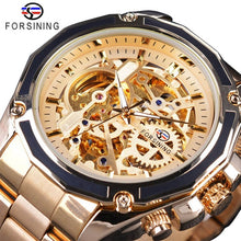 Load image into Gallery viewer, Forsining 2017 New Collection Transparent Case Golden Stainless Steel Skeleton Luxury Design Men Watch Top Brand Automatic Watch