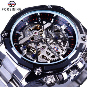 Forsining 2017 New Collection Transparent Case Golden Stainless Steel Skeleton Luxury Design Men Watch Top Brand Automatic Watch