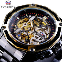 Load image into Gallery viewer, Forsining 2017 New Collection Transparent Case Golden Stainless Steel Skeleton Luxury Design Men Watch Top Brand Automatic Watch