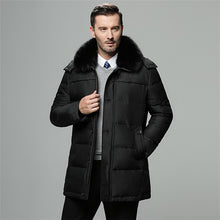 Load image into Gallery viewer, Brand men&#39;s winter jacket Russia long coat hat fur collar thick windproof waterproof 90% white duck down jacket men -30 degree