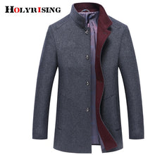 Load image into Gallery viewer, Holyrising Men Abrigo Hombre Wool Stand Collar Male Peacoat Single Breasted Woolen Coats Warm Wool &amp; Blends Man Overcoat 18569-5