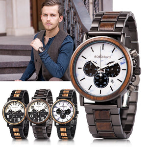 BOBO BIRD Relogio Masculino Mens Watches Military Chronography Wristwatches Retro Wristwatch Relojes Hombre