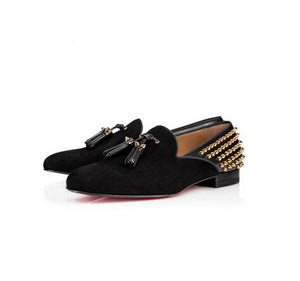 Hot Fashion Brand Design Men Shoes Slip On Rivets Stud Tassel Suede/Leather Men Loafers Flats uarache Sapato Feminino Shoes Mens