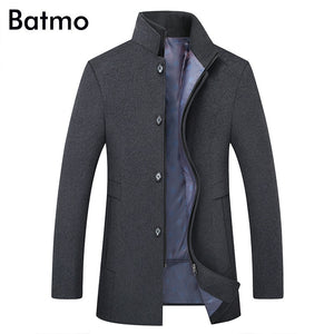 BATMO 2019 new arrival winter high quality wool thicked trench coat men,men's gray wool jackets ,plus-size M-6XL,1818