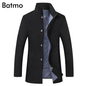 BATMO 2019 new arrival winter high quality wool thicked trench coat men,men's gray wool jackets ,plus-size M-6XL,1818