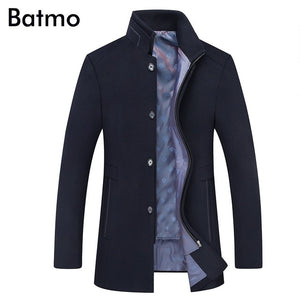 BATMO 2019 new arrival winter high quality wool thicked trench coat men,men's gray wool jackets ,plus-size M-6XL,1818