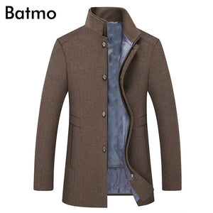 BATMO 2019 new arrival winter high quality wool thicked trench coat men,men's gray wool jackets ,plus-size M-6XL,1818