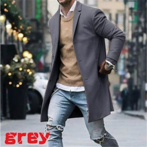 2019 Men Wool Coat Winter Trench Coat Outwear Overcoat Long Sleeve Button Up Jacket  Peacoat Long Overcoat Tops