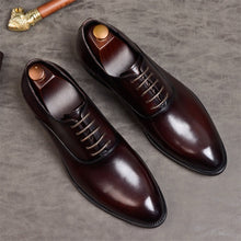 Load image into Gallery viewer, Phenkang mens formal shoes genuine leather oxford shoes for men italian 2019 dress shoes wedding shoes laces leather brogues